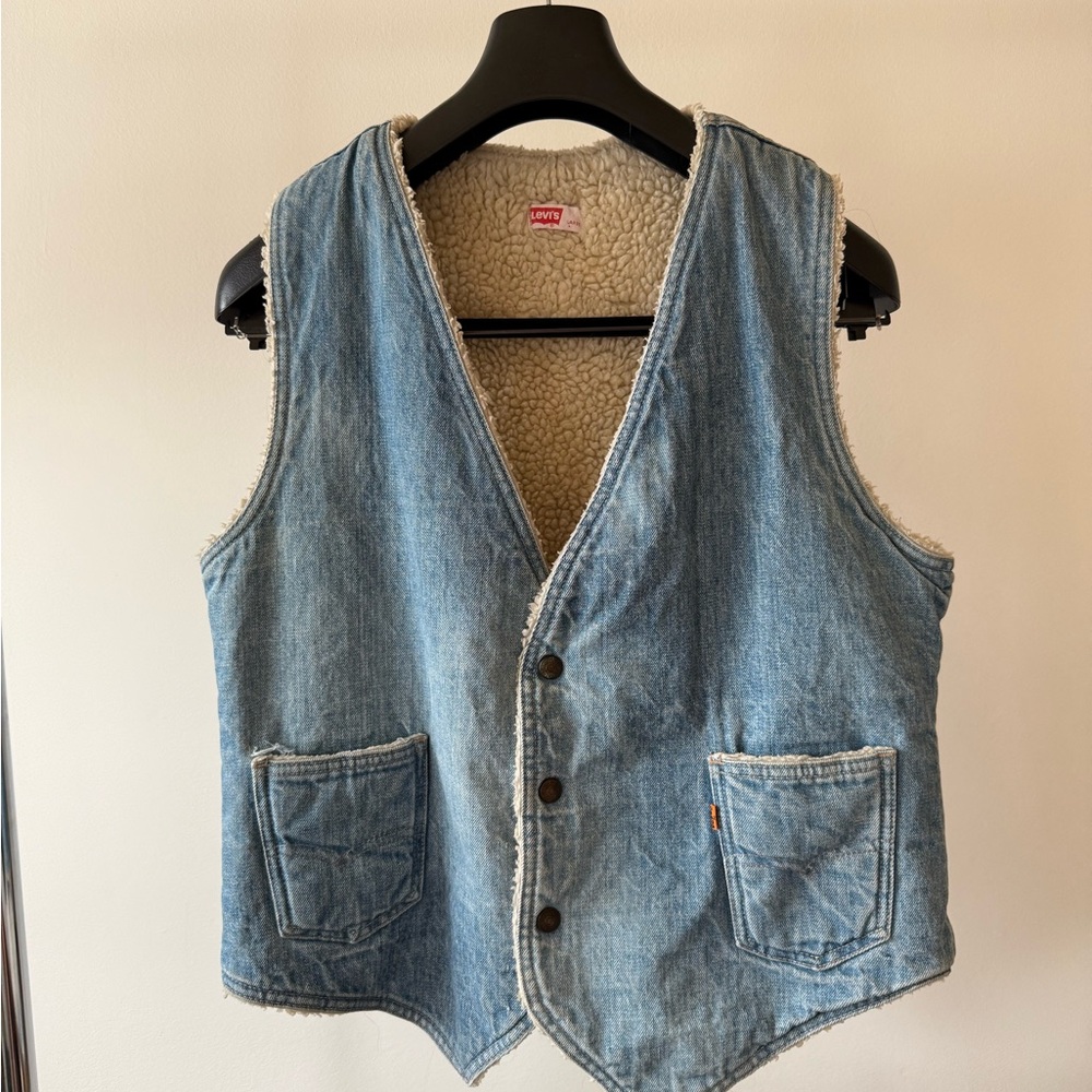 Vintage Levi's Orange Tag Denim Vest with Sherpa Lining